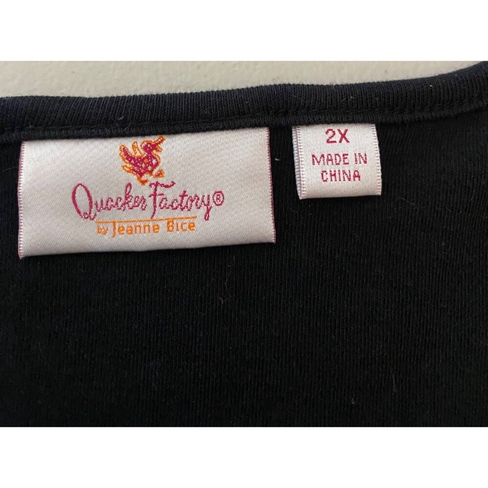 Quacker Factory Halloween Black Tunic Long Sleeve Pumpkin Sequin Top 2X - Picture 3 of 9